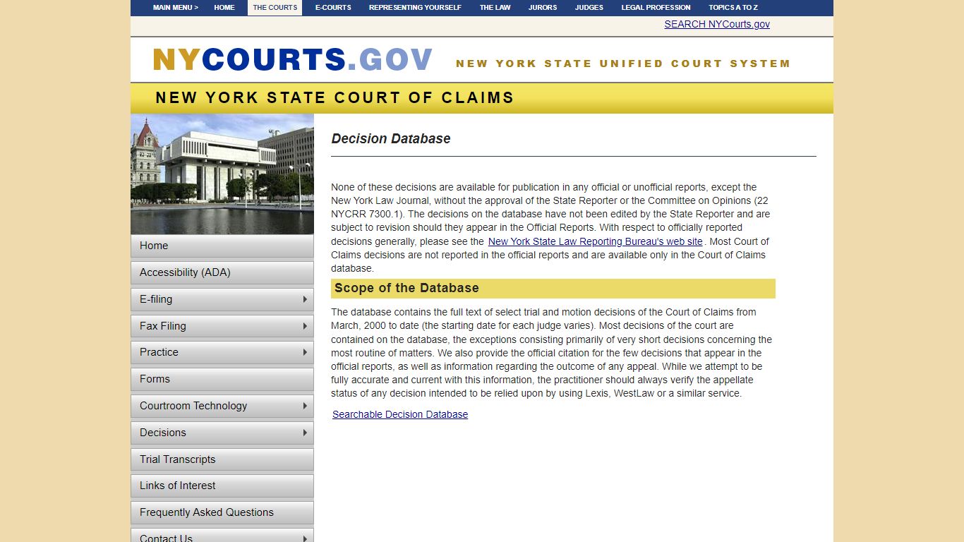 Decision Database | NYCOURTS.GOV - Judiciary of New York